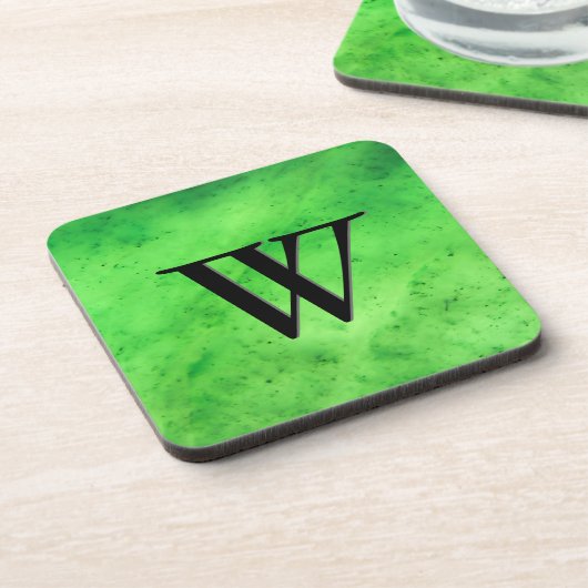 Gem Stone Pattern, Lime Green Jade & Black Onyx Bier Onderzetter (Linkerzijde)