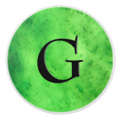 Gem Stone Pattern, Lime Green Jade & Black Onyx Keramische Knop (Voorkant)
