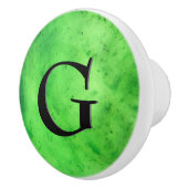 Gem Stone Pattern, Lime Green Jade & Black Onyx Keramische Knop (Rechts)