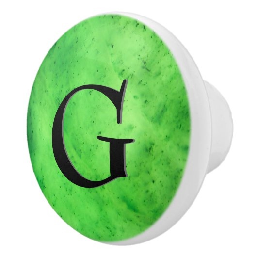 Gem Stone Pattern, Lime Green Jade & Black Onyx Keramische Knop (Rechts)