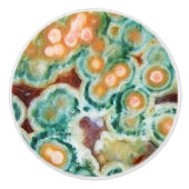 Gem Stone Pattern, Ocean Jasper, Green en Multi Keramische Knop (Voorkant)