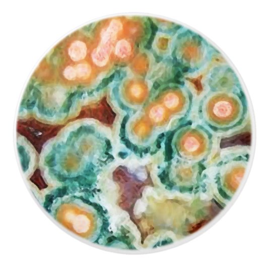 Gem Stone Pattern, Ocean Jasper, Green en Multi Keramische Knop (Voorkant)