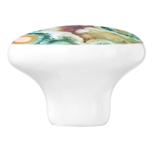 Gem Stone Pattern, Ocean Jasper, Green en Multi Keramische Knop (Zijkant)