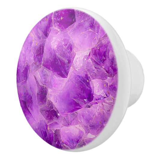 Gem Stone Pattern, Paarse Amethyst Keramische Knop (Rechts)