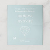 Gem Stones Custom Pastel Blue Weddenschap Plaatskaartje (Buitenkant ongevouwen)