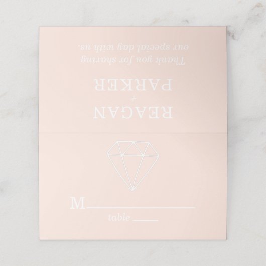 Gem Stones Custom Pastel Bruiloft Plaatskaartje (Buitenkant ongevouwen)