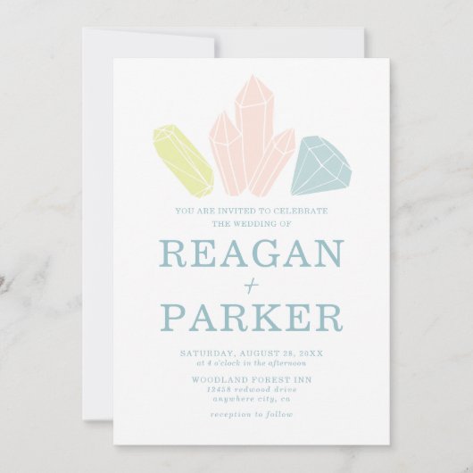 Gem Stones Elegant Blush Pink Pastel Weddenschap Kaart (Voorkant)