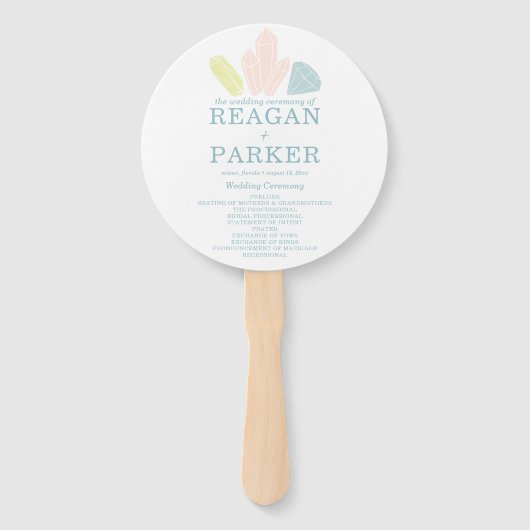 Gem Stones Modern Pastel Blue Wedding Handwaaier (Voorkant)