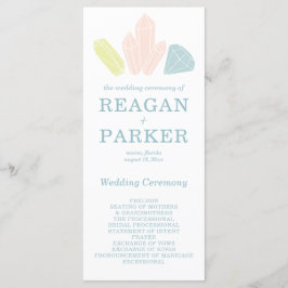 Gem Stones Modern Pastel Blue Wedding Programmakaart