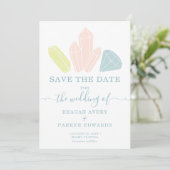 Gem Stones Pastel Blue Elegant Wedding Save The Date (Staand voorkant)