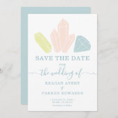 Gem Stones Pastel Blue Elegant Wedding Save The Date (Voorkant / Achterkant)