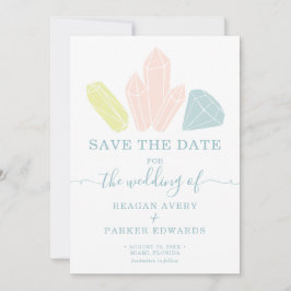 Gem Stones Pastel Blue Elegant Wedding Save The Date