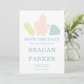 Gem Stones Pastel Blue Elegant Wedding Save The Date (Staand voorkant)