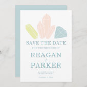Gem Stones Pastel Blue Elegant Wedding Save The Date (Voorkant / Achterkant)