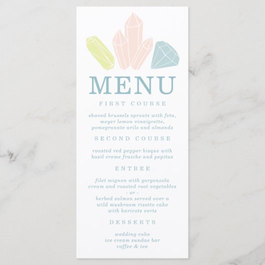 Gem Stones Pastel Green Wedding Menu (Voorkant)