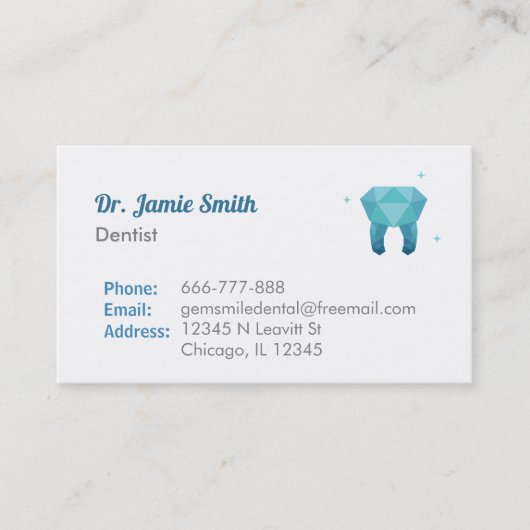 Gem Tooth Logo Dentist Visitekaartjes (Voorkant)