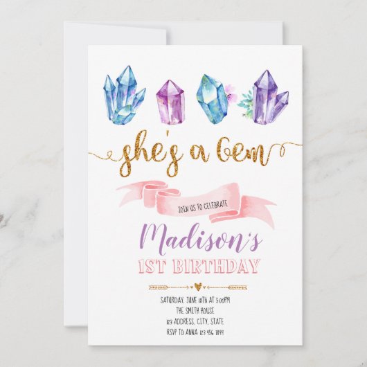 Gem-uitnodiging voor verjaardag kaart (Voorkant)