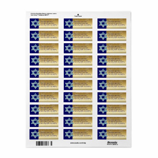 Gem versierde ster van David Etiket (Full Sheet)