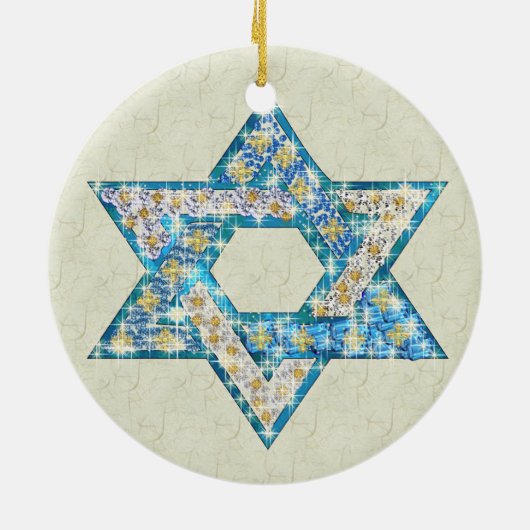 Gem versierde ster van David Keramisch Ornament (Achterkant)