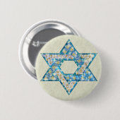 Gem versierde ster van David Ronde Button 5,7 Cm (Voorkant /achterkant)