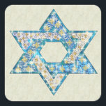 Gem versierde ster van David Vierkante Sticker<br><div class="desc">Kunst getekend om op edelstenen en vonken te lijken,  vult de vorm van de Davidster in om dit een heel speciaal cadeau te maken voor jezelf of vrienden en familie deze Chanoeka.</div>