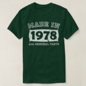 Gemaakt 1978 Originele onderdelen Verjaardagscadea T-shirt (Design voorkant)
