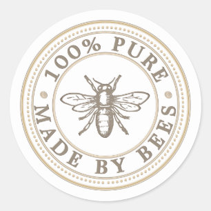 GEMAAKT DOOR BEES Heraldic Bee op wit etiket