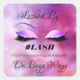 Gemaakt door Glitter Lashes Beauty Roos Pink Makeu Vierkante Sticker