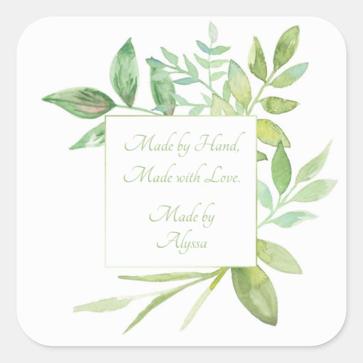 Gemaakt door Hand Label met een Waterverf Foliage (Voorkant)