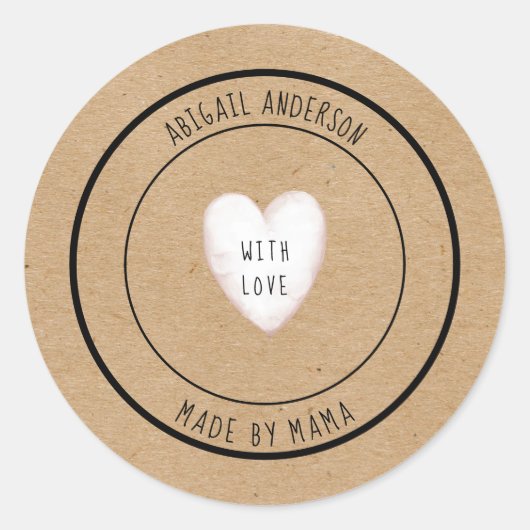 Gemaakt door mama Rustic Custom Girl Lunch Box Lab Ronde Sticker (Voorkant)