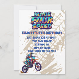 Gemaakt FOUR Speed, dirt bike 4e verjaardag Kaart