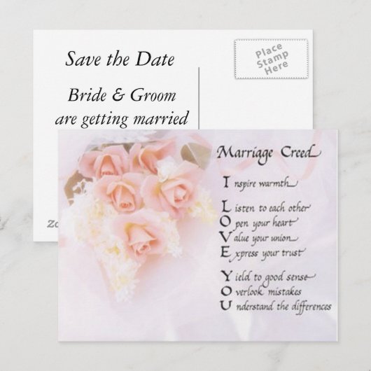 Gemaakt huwelijk aankondigingskaart (Voorkant / Achterkant)