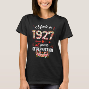 Gemaakt in 1927 Floral 95 jaar oud 95e verjaardag T-shirt