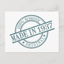 Gemaakt in 1937 Geboortejaar Ronde rubberstempel L Briefkaart