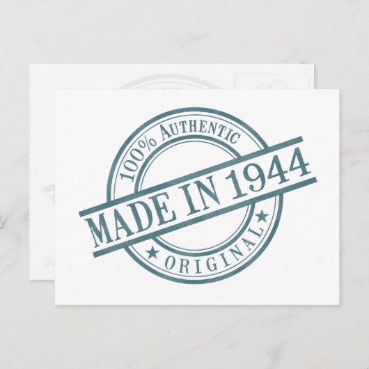 Gemaakt in 1944 Geboortejaar Ronde Rubberen Stempe Briefkaart (Voorkant / Achterkant)