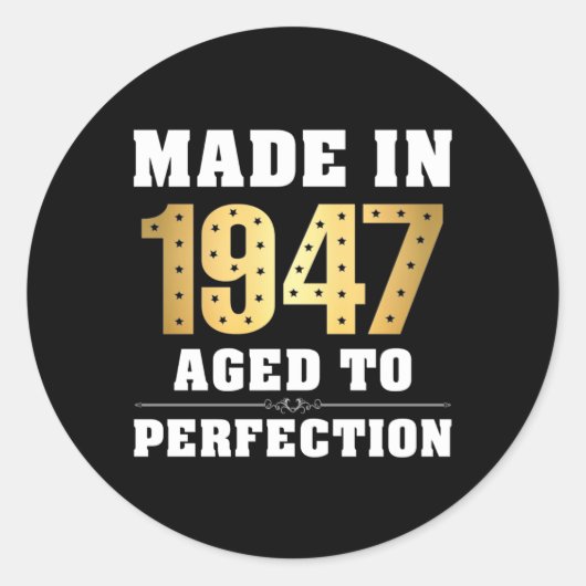 Gemaakt in 1947, tot perfecte ronde sticker (Voorkant)