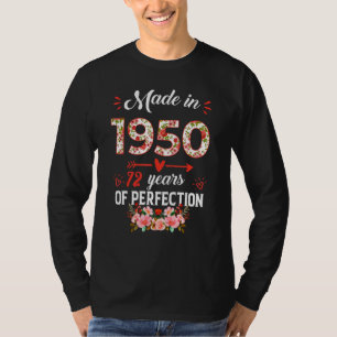 Gemaakt in 1950 Floral 72 jaar oud 72e verjaardag T-shirt