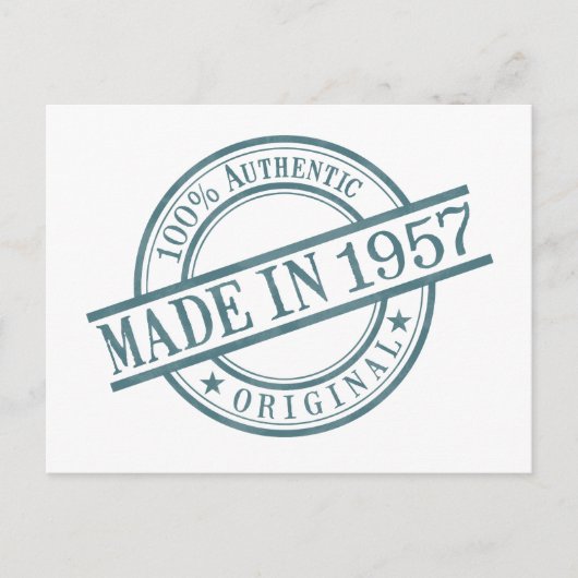 Gemaakt in 1957 Geboortejaar Ronde Rubber Stempel  Briefkaart (Voorkant)
