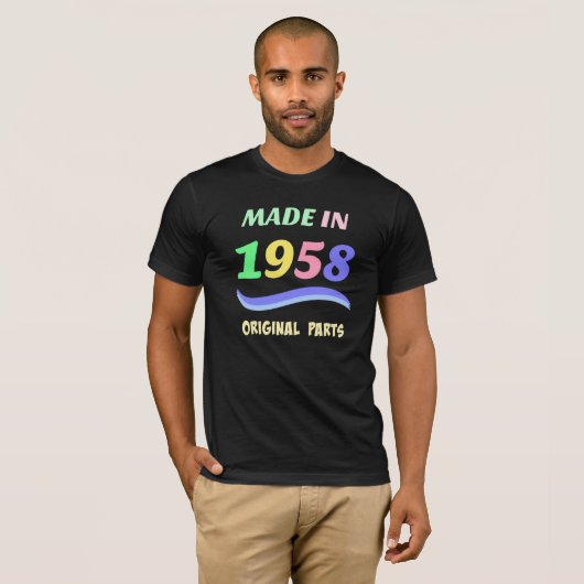 Gemaakt in 1958, kleurrijk tekstontwerp t-shirt (Voorkant volledig)