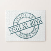 Gemaakt in 1959 Circular Rubber Stamp Style Logo Legpuzzel (Horizontaal)