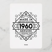 Gemaakt in 1960 echt folie uitnodiging (Achterkant)