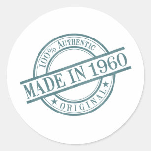 Gemaakt in 1960 Rond Rubber Stempel Logo Geboorte  Ronde Sticker