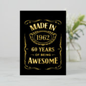 Gemaakt in 1962, 60 jaar geweldige 2022 dag folie uitnodiging (Staand Voorkant)