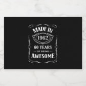 Gemaakt in 1962, 60 jaar geweldige 2022 dag likeurfles etiket (Enkel label)