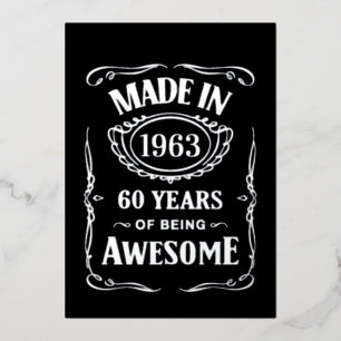 Gemaakt in 1963 60 jaar geweldig 2023 verjaardag folie uitnodiging
