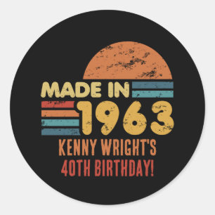 Gemaakt in 1963 60ste verjaardag ronde sticker