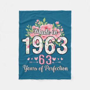 Gemaakt in 1963 Bloem 63e Verjaardag Vrouwen 63 Ja Fleece Deken