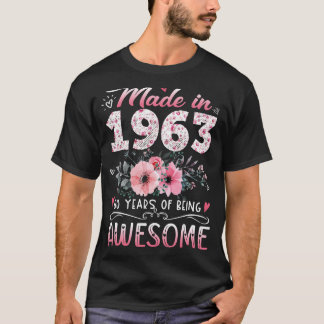 Gemaakt in 1963 Floral 60e verjaardag 60 jaar Bein T-shirt