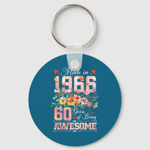 Gemaakt in 1966 bloem 60ste verjaardag vrouwen 60 sleutelhanger