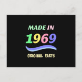Gemaakt in 1969, kleurrijk tekst ontwerp briefkaart (Voorkant)
